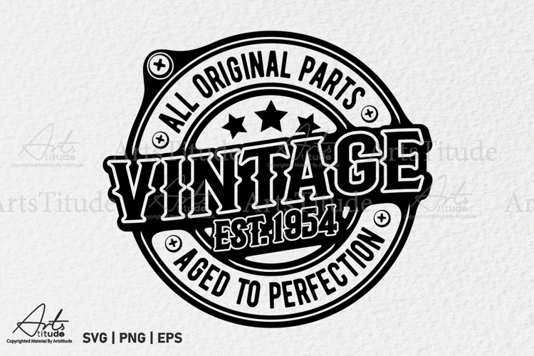 VINTAGE 1954 SVG, Funny Birthday SVG PNG, Garage Style