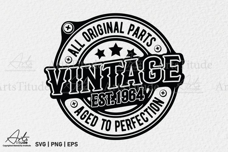 VINTAGE 1964 SVG, Funny Birthday SVG PNG, Garage Style