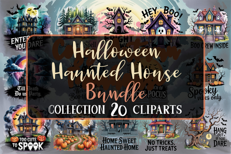Haunted House Halloween Clipart Bundle