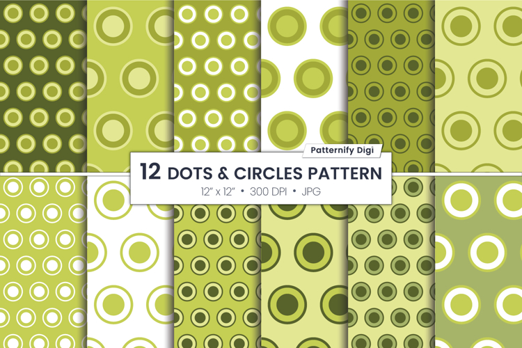 Green Circle Digital Paper | Dot In Circle Scrapbook Paper