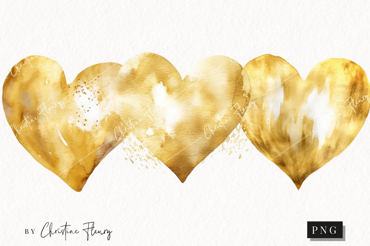 Watercolor Gold Heart PNG | Valentines Day Clipart