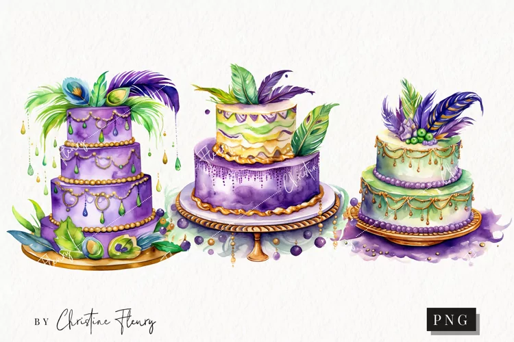 Mardi Gras Cakes PNG | Party Clipart