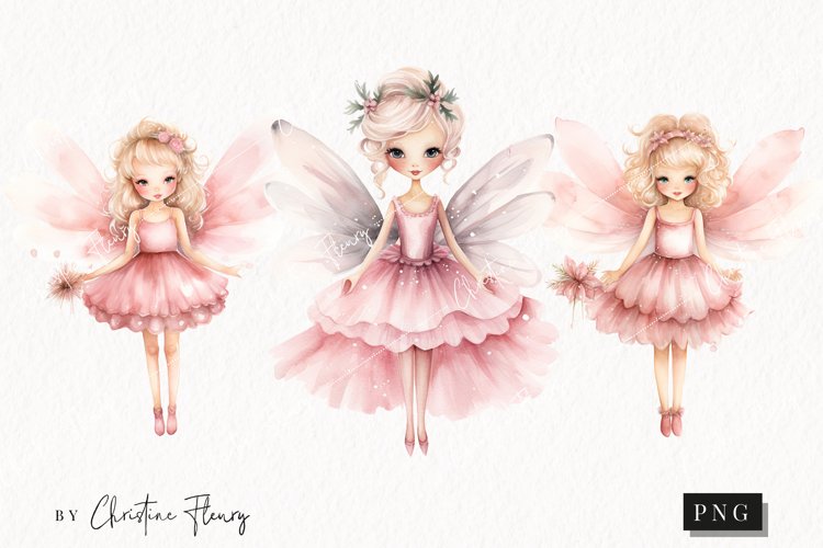 Watercolor Pink Fairies Clipart | Fairy Clipart