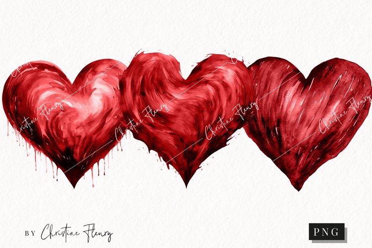 Watercolor Red Heart PNG | Valentine's Day Clipart example image 1