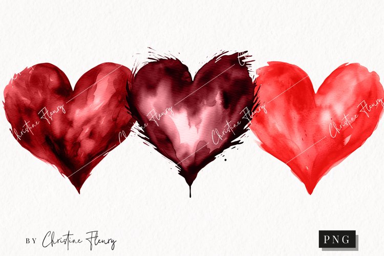 Watercolor Red Heart PNG | Valentine's Day Clipart example image 1