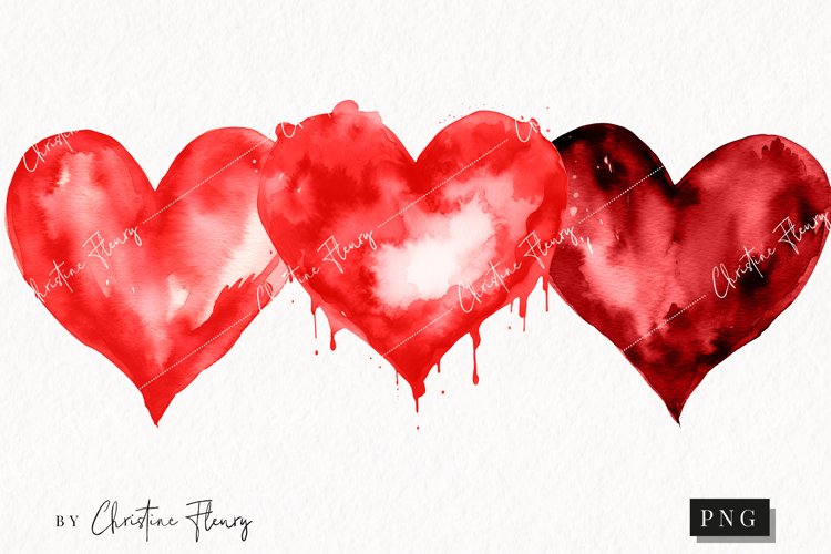 Watercolor Red Heart PNG | Valentine's Day Clipart example image 1