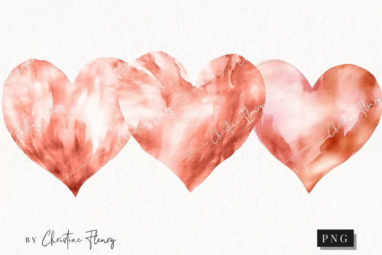 Watercolor Rose Gold Heart PNG | Valentine's Day Clipart