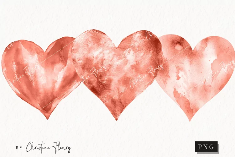 Watercolor Rose Gold Heart PNG | Valentine's Day Clipart