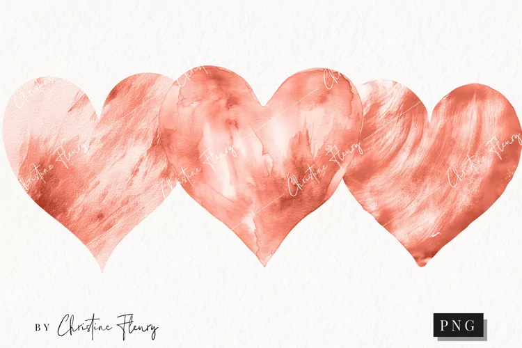 Watercolor Rose Gold Heart PNG | Valentine's Day Clipart