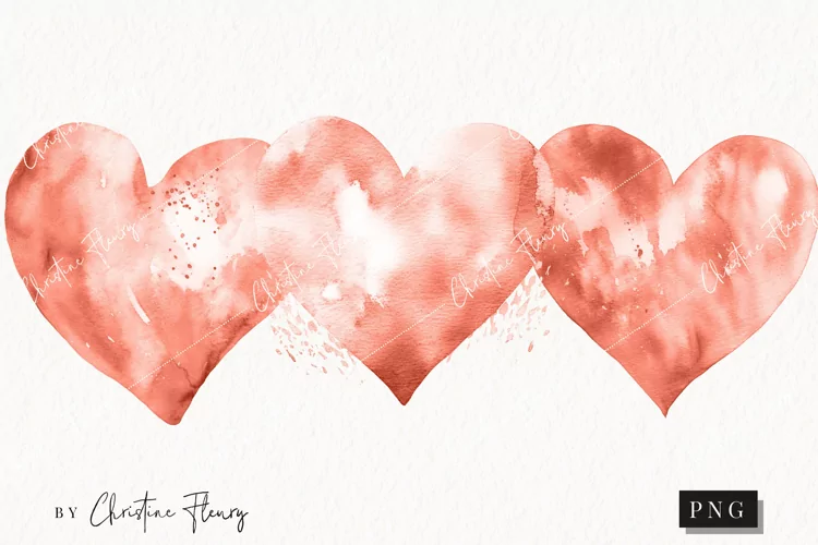 Watercolor Rose Gold Heart PNG | Valentine's Day Clipart