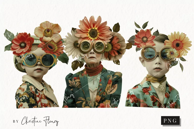 Vintage Floral Fantasy People | Whimsical PNG