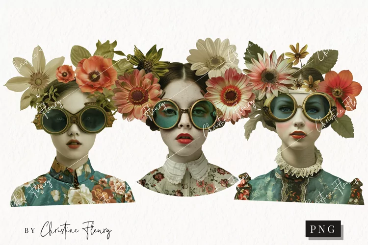 Vintage Floral Fantasy People | Whimsical PNG