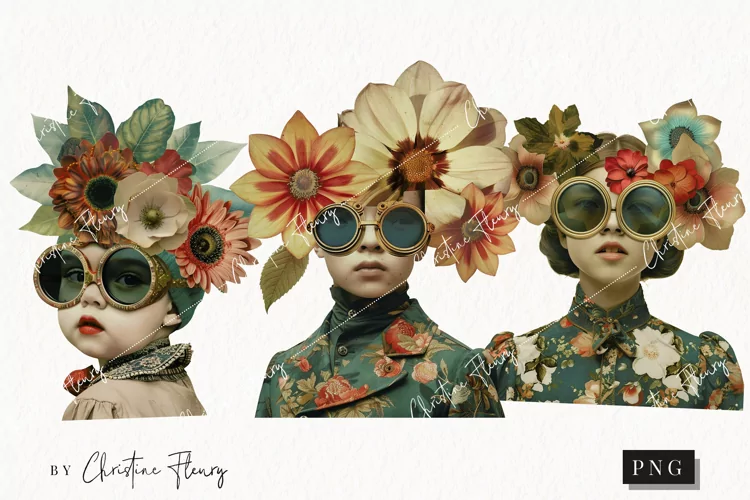 Vintage Floral Fantasy People | Whimsical PNG