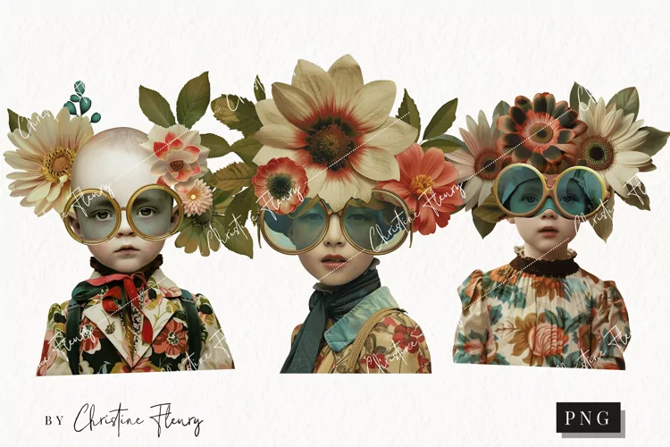 Vintage Floral Fantasy People | Whimsical PNG