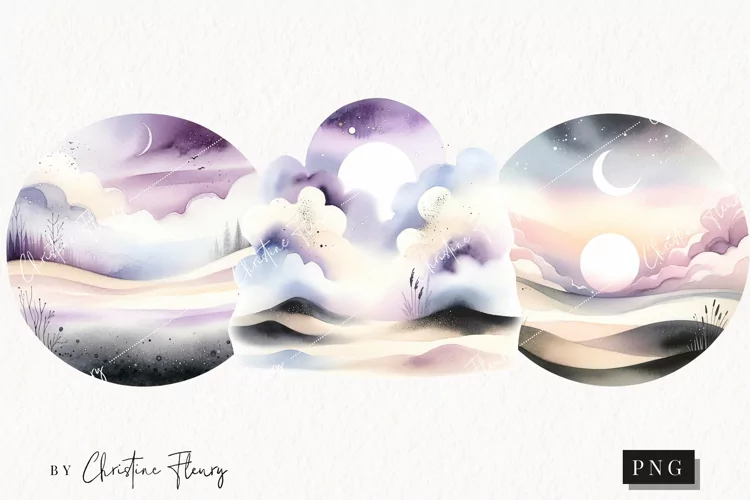 Watercolor Purple Scene PNG | Summer PNG