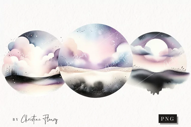 Watercolor Purple Scene PNG | Summer PNG