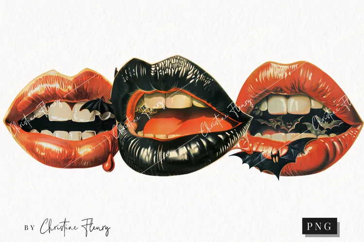 Vintage Halloween Lips | Halloween PNG