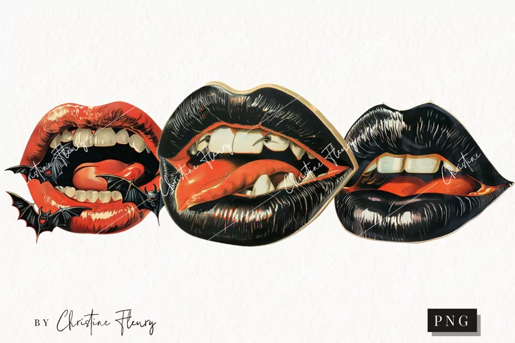 Vintage Halloween Lips | Halloween PNG