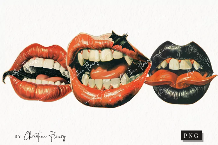 Vintage Halloween Lips | Halloween PNG