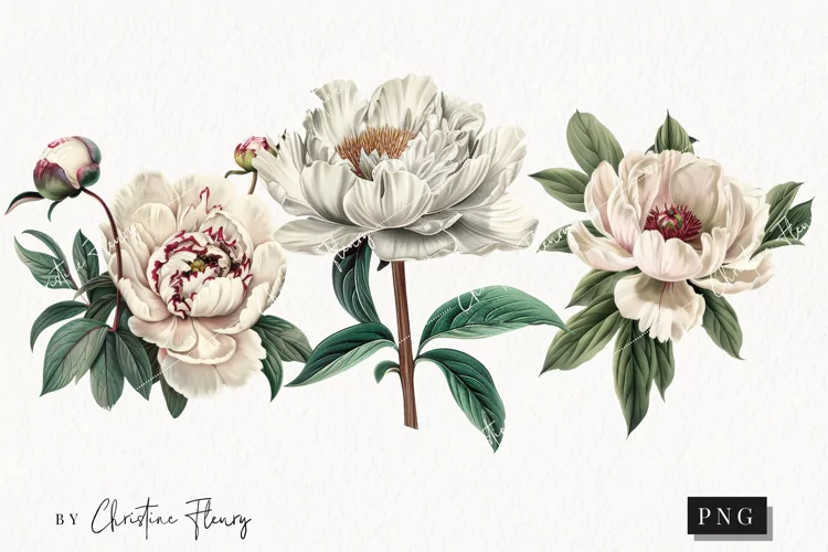 Vintage Peony Clipart | Flower PNG