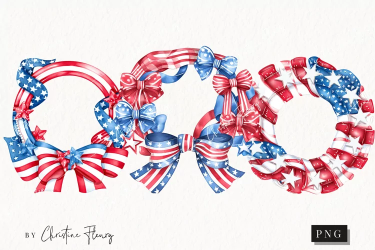 4th Of July Wreaths Clipart | Patriotic PNG
