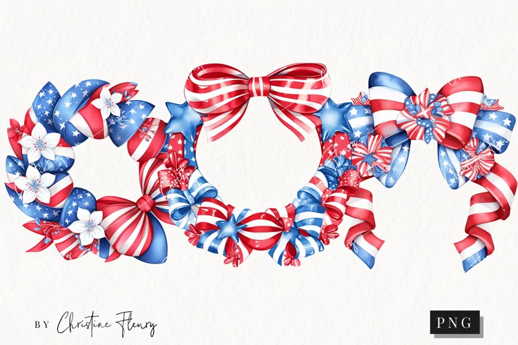 4th Of July Wreaths Clipart | Patriotic PNG