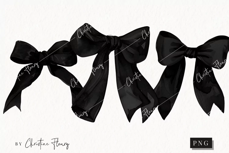 Black Coquette Bows | Goth PNG
