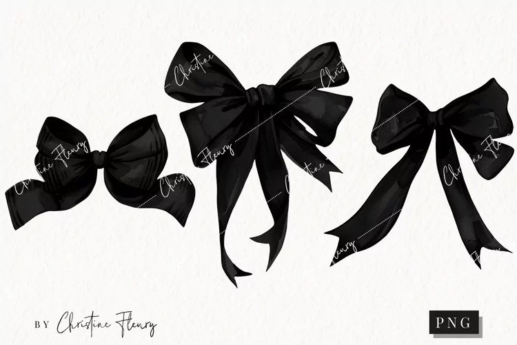 Black Coquette Bows | Goth PNG