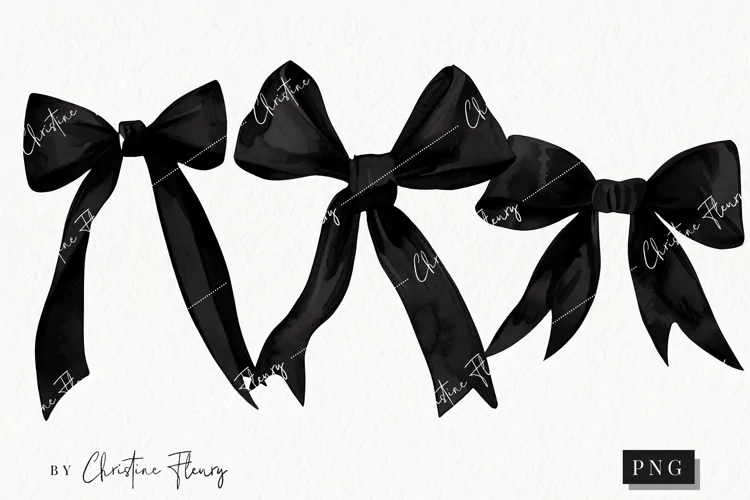 Black Coquette Bows | Goth PNG