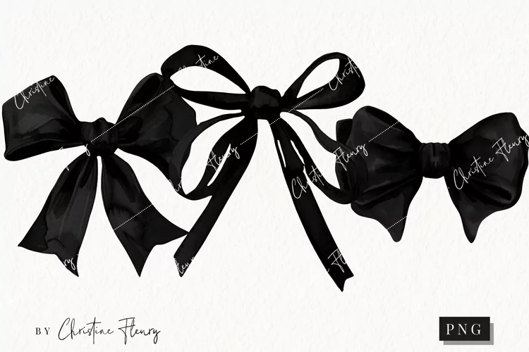 Black Coquette Bows | Goth PNG
