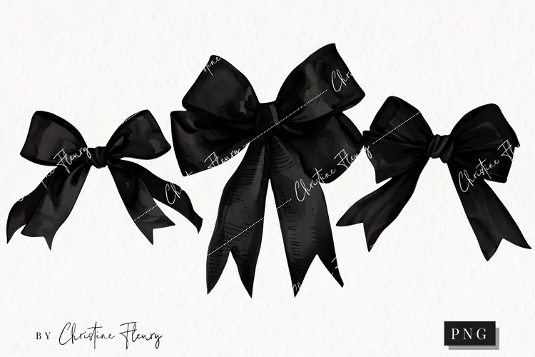 Black Coquette Bows | Goth PNG