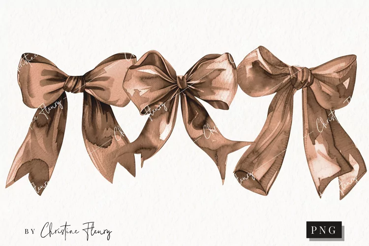 Watercolor Brown Coquette Bows | Football PNG