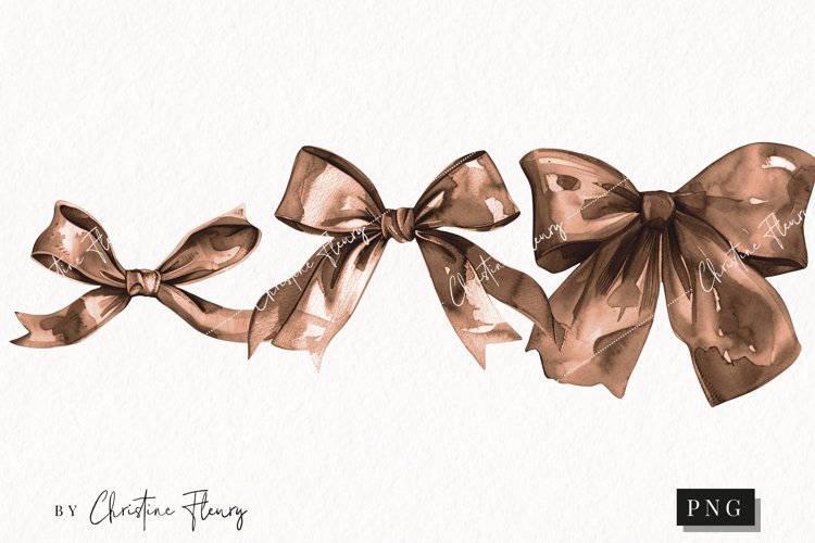 Watercolor Brown Coquette Bows | Football PNG