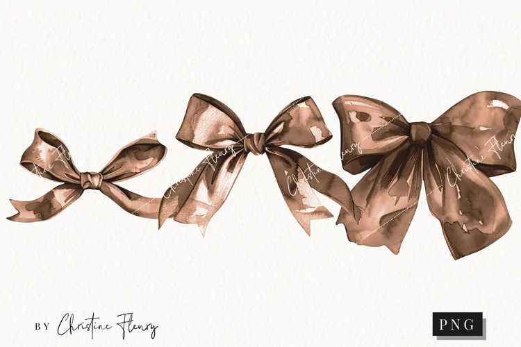 Watercolor Brown Coquette Bows | Football PNG