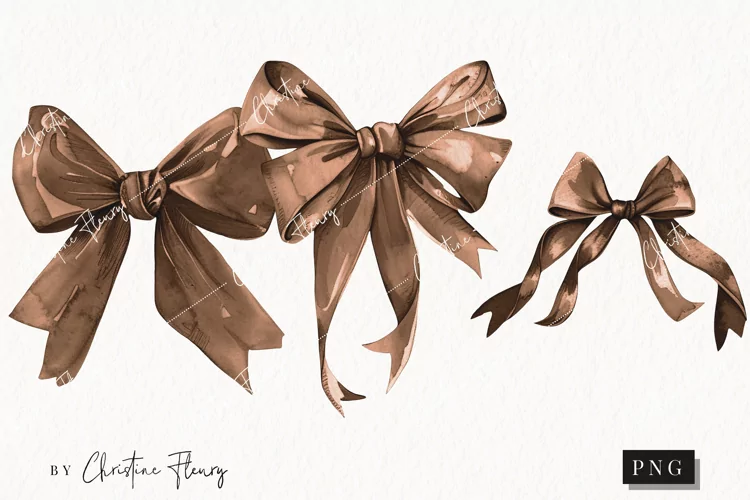 Watercolor Brown Coquette Bows | Football PNG