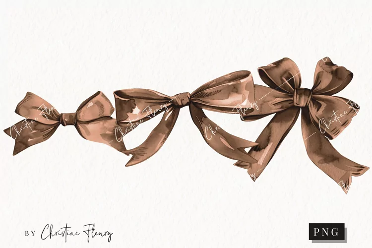 Watercolor Brown Coquette Bows | Football PNG