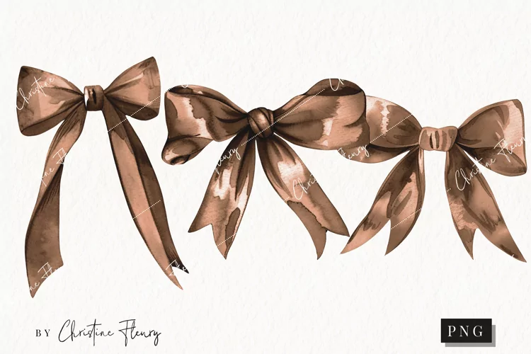 Watercolor Brown Coquette Bows | Football PNG
