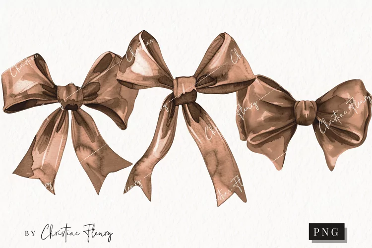 Watercolor Brown Coquette Bows | Football PNG
