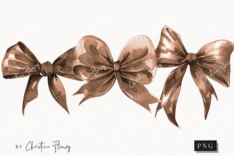 Watercolor Brown Coquette Bows | Football PNG