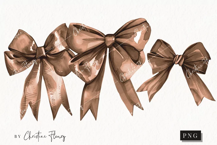 Watercolor Brown Coquette Bows | Football PNG