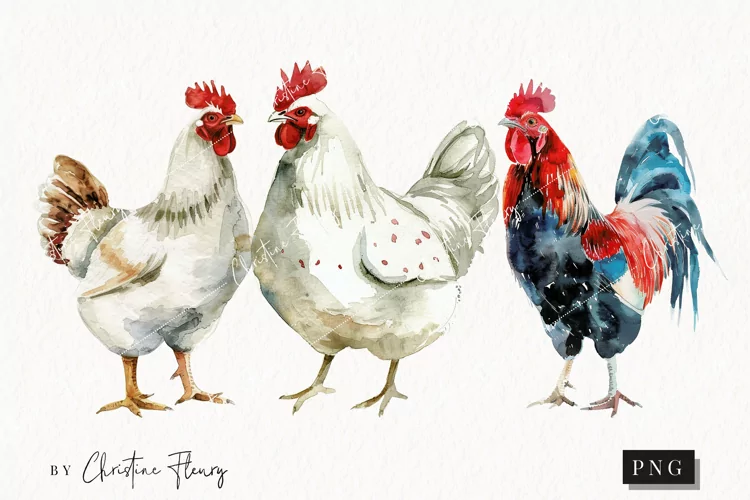 Watercolor Chickens | Farmhouse PNG