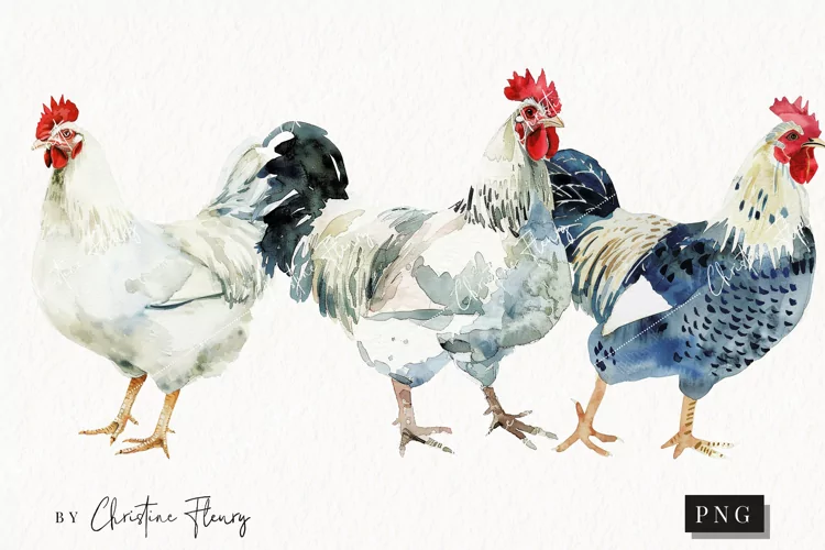 Watercolor Chickens | Farmhouse PNG