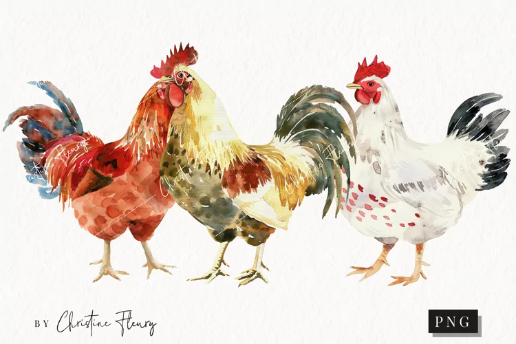 Watercolor Chickens | Farmhouse PNG