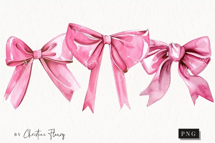 Watercolor Pink Coquette Bows PNG | Coquette PNG