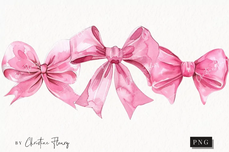 Watercolor Pink Coquette Bows PNG | Coquette PNG