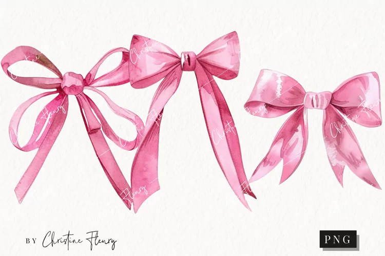 Watercolor Pink Coquette Bows PNG | Coquette PNG