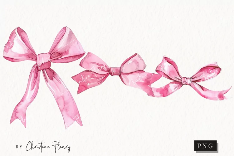 Watercolor Pink Coquette Bows PNG | Coquette PNG