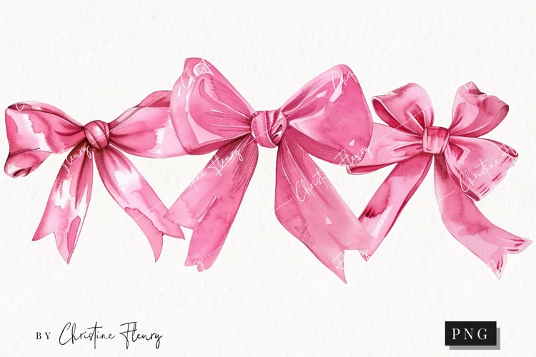 Watercolor Pink Coquette Bows PNG | Coquette PNG
