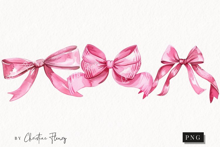 Watercolor Pink Coquette Bows PNG | Coquette PNG example image 1