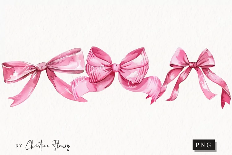 Watercolor Pink Coquette Bows PNG | Coquette PNG